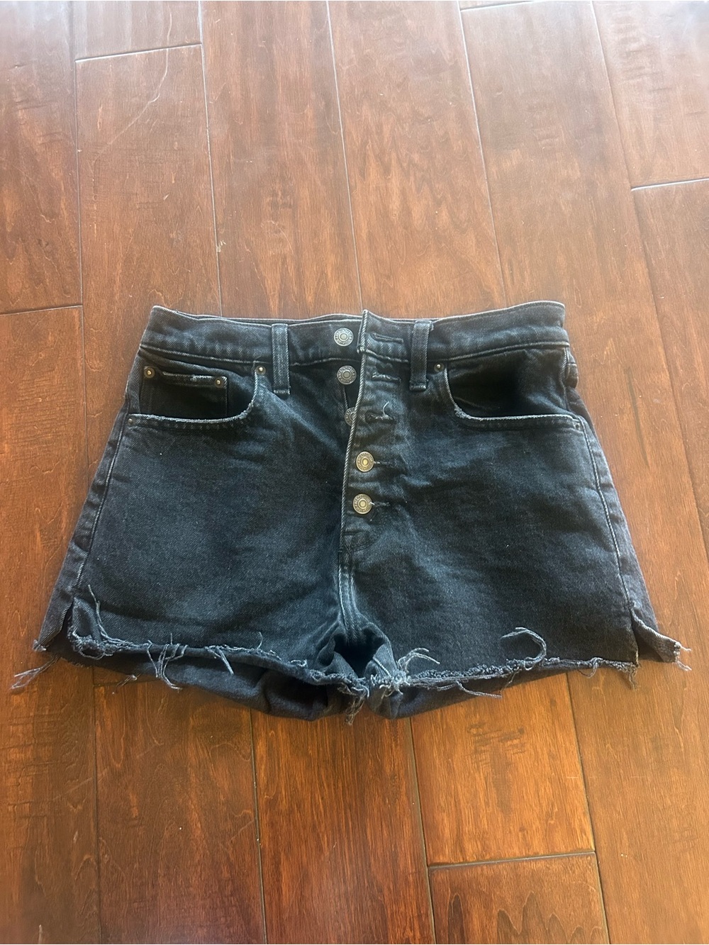 Abercrombie High-Rise Black Denim Cutoff Shorts 26/2